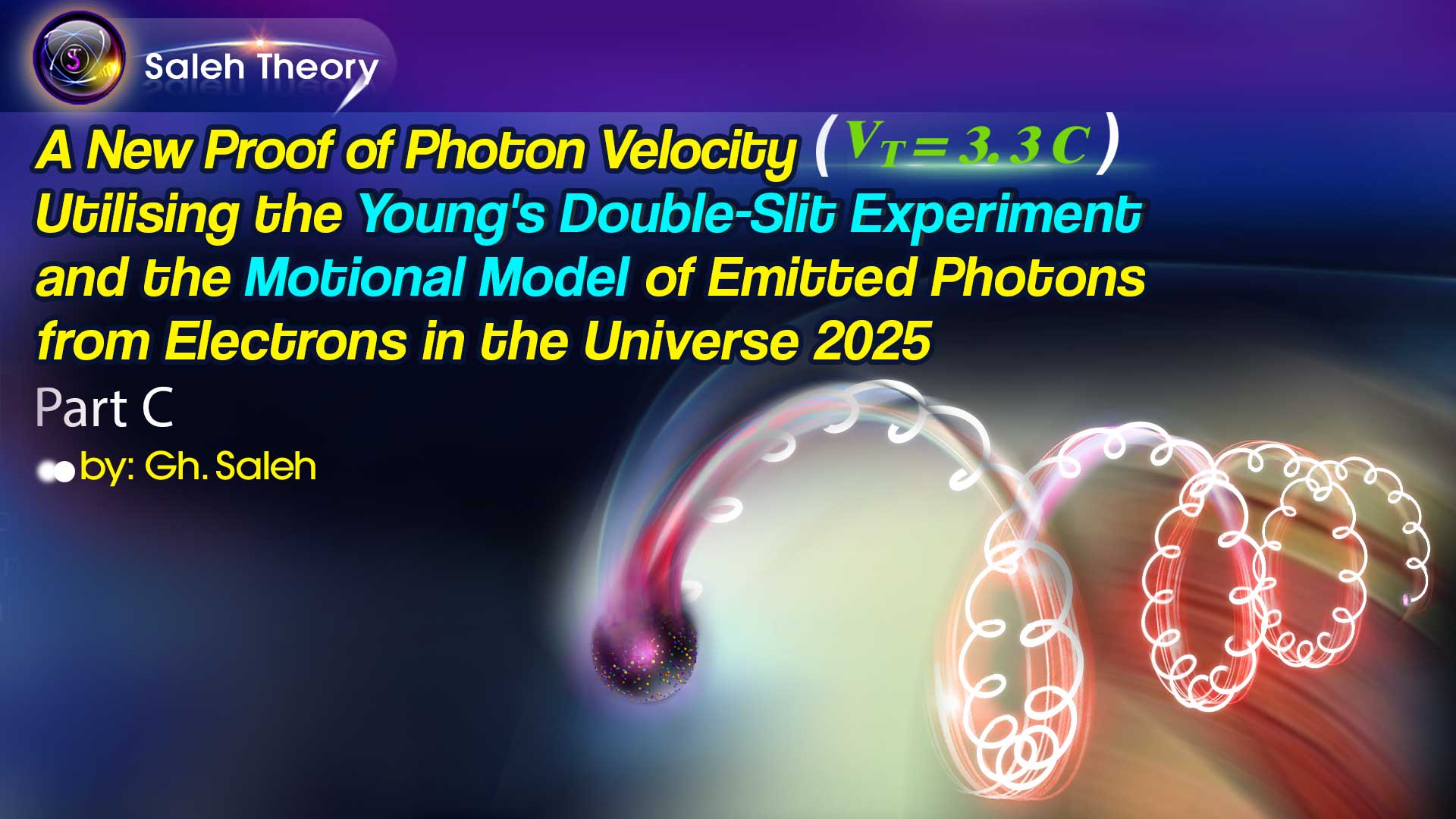 A New Proof of Photon Velocity (V<sub>T</sub> = 3.3 C) Utilising Utilising the Young's Double-Slit Experiment and the Motional Model of Emitted Photons from Electrons in the Universe 2025 Part C